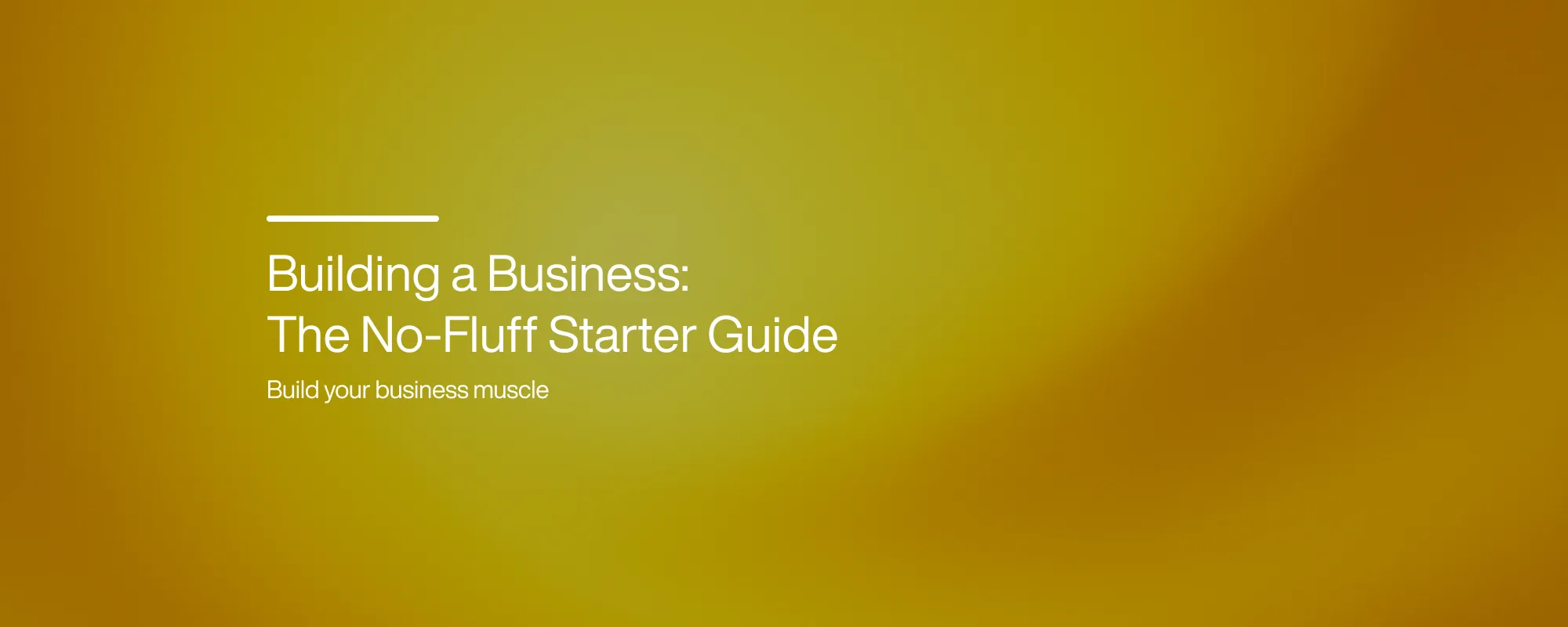 Building a Business: The No-Fluff Starter Guide