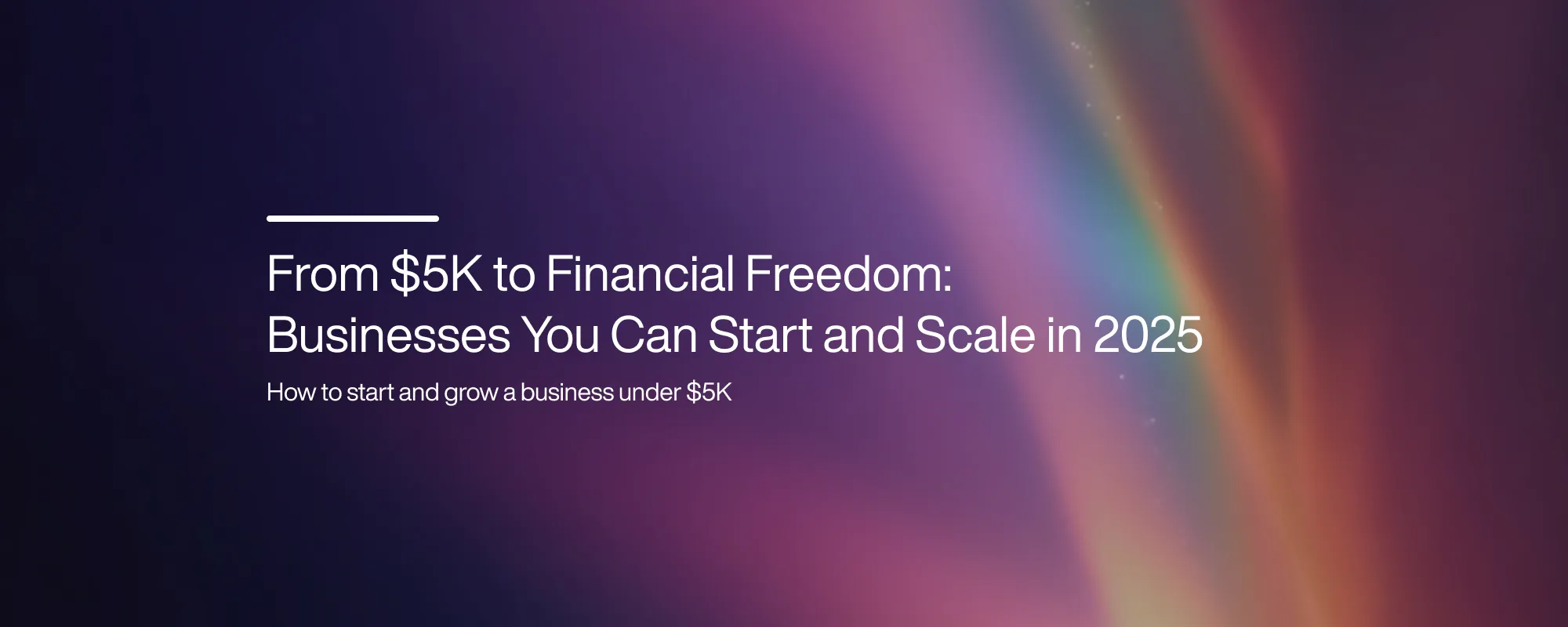 From $5K to Financial Freedom: Businesses You Can Start and Scale in 2025