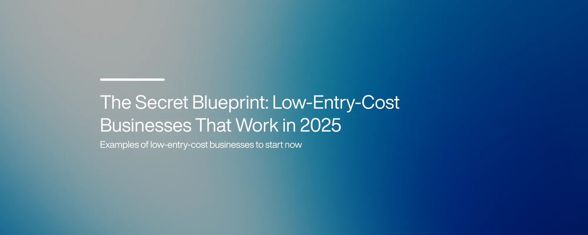 The Secret Blueprint: Low-Entry-Cost Businesses That Work in 2025