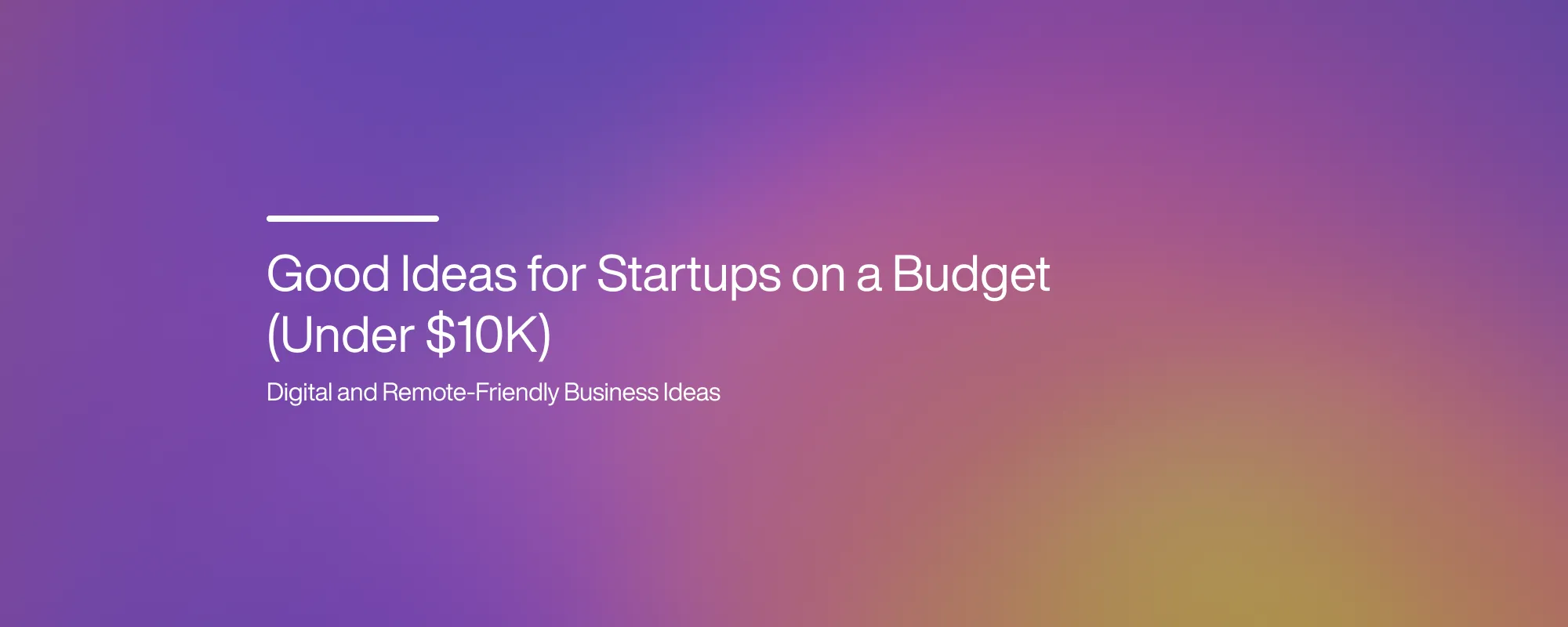 Good Ideas for Startups on a Budget (Under $10K)